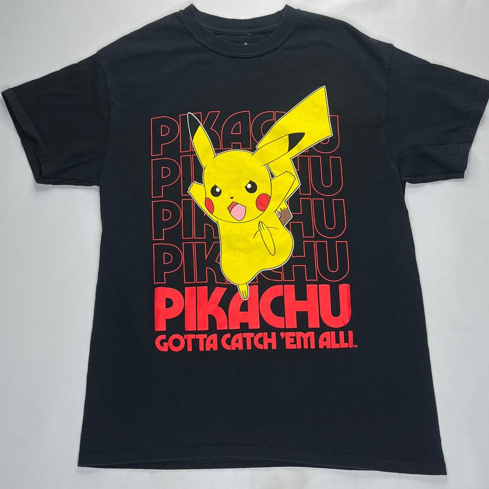 Pokemon T-Shirt Pikachu Graphic Mens Medium Black Cotton Short Sleeve Tee 2021
